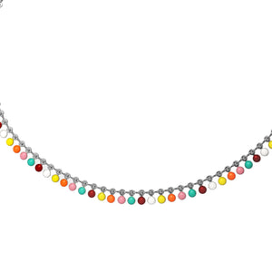 Collana con charms pendenti smaltati colorati - Silver Rotondi -Beloved_gioielli