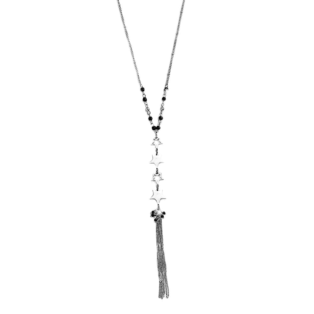 Collana con Ciuffo in acciaio e Cristalli briolè Neri - Stelle -Beloved_gioielli