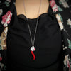 Collana con cornetto rosso e charms - Silver -Beloved_gioielli