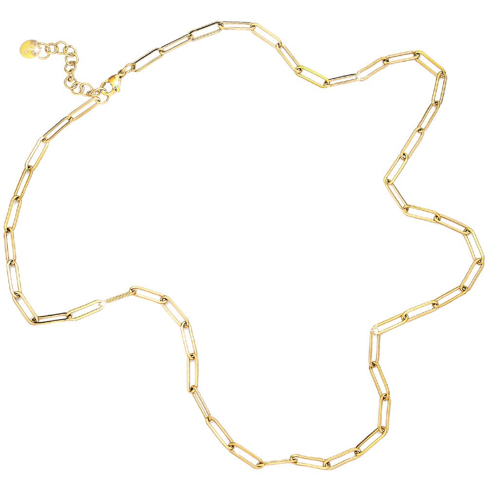 Collana con maglia a profilo squadrato in acciaio colore Gold - Scegli la lunghezza all'interno -Beloved_gioielli