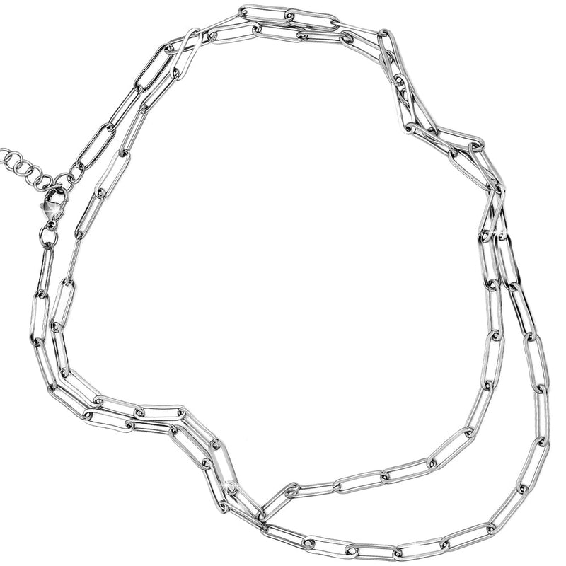 Collana con maglia a profilo squadrato in acciaio colore Silver - Scegli la lunghezza all'interno -Beloved_gioielli