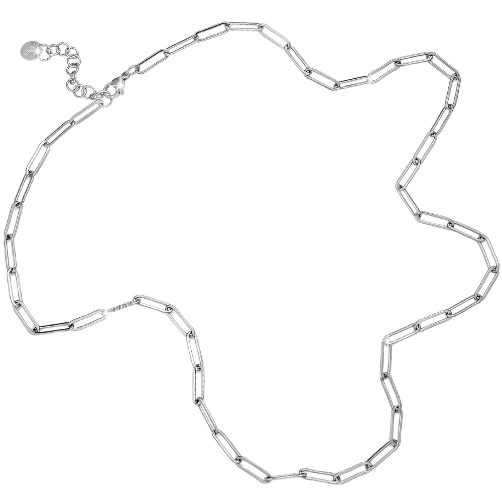 Collana con maglia a profilo squadrato in acciaio colore Silver - Scegli la lunghezza all'interno -Beloved_gioielli