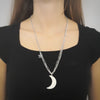 Collana con maglia a profilo squadrato in acciaio e charms colore Silver - Mezzaluna e Stella -Beloved_gioielli