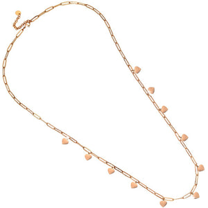 Collana con maglia a profilo squadrato in acciaio e charms rose gold - Cuori -Beloved_gioielli