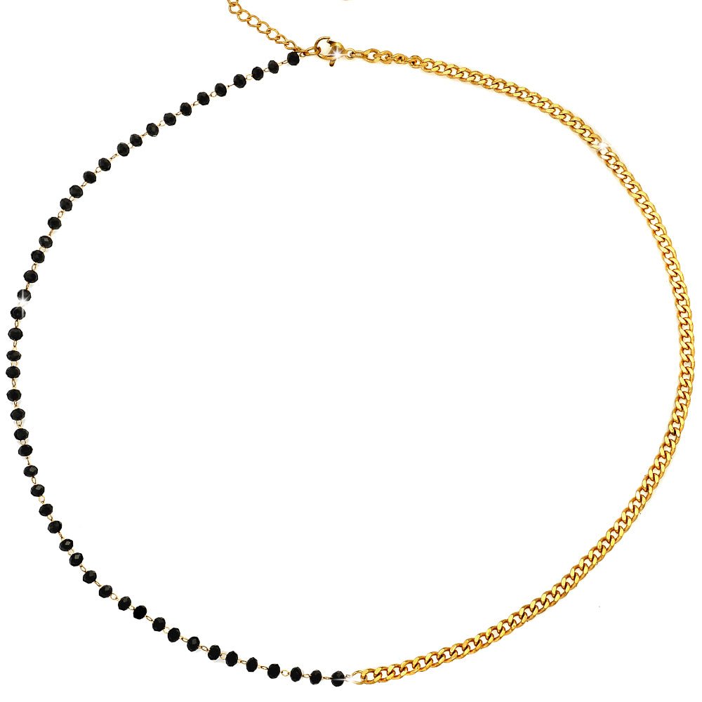 Collana con maglia Groumette e cristalli briolè in acciaio - Gold -Beloved_gioielli