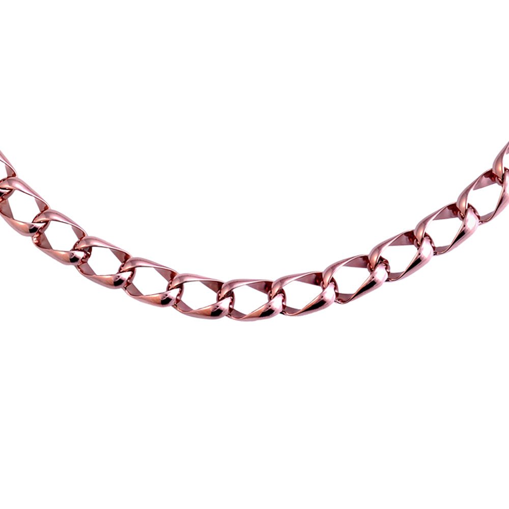 Collana con maglia groumette fantasia in acciaio Rose gold -Beloved_gioielli