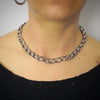 Collana con maglia groumette fantasia in acciaio Silver Fumè -Beloved_gioielli
