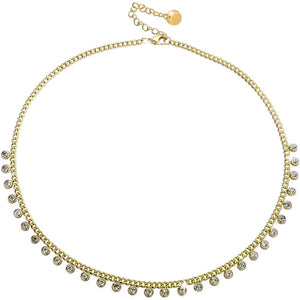 Collana con maglia groumette in acciaio e castoni Gold -Beloved_gioielli