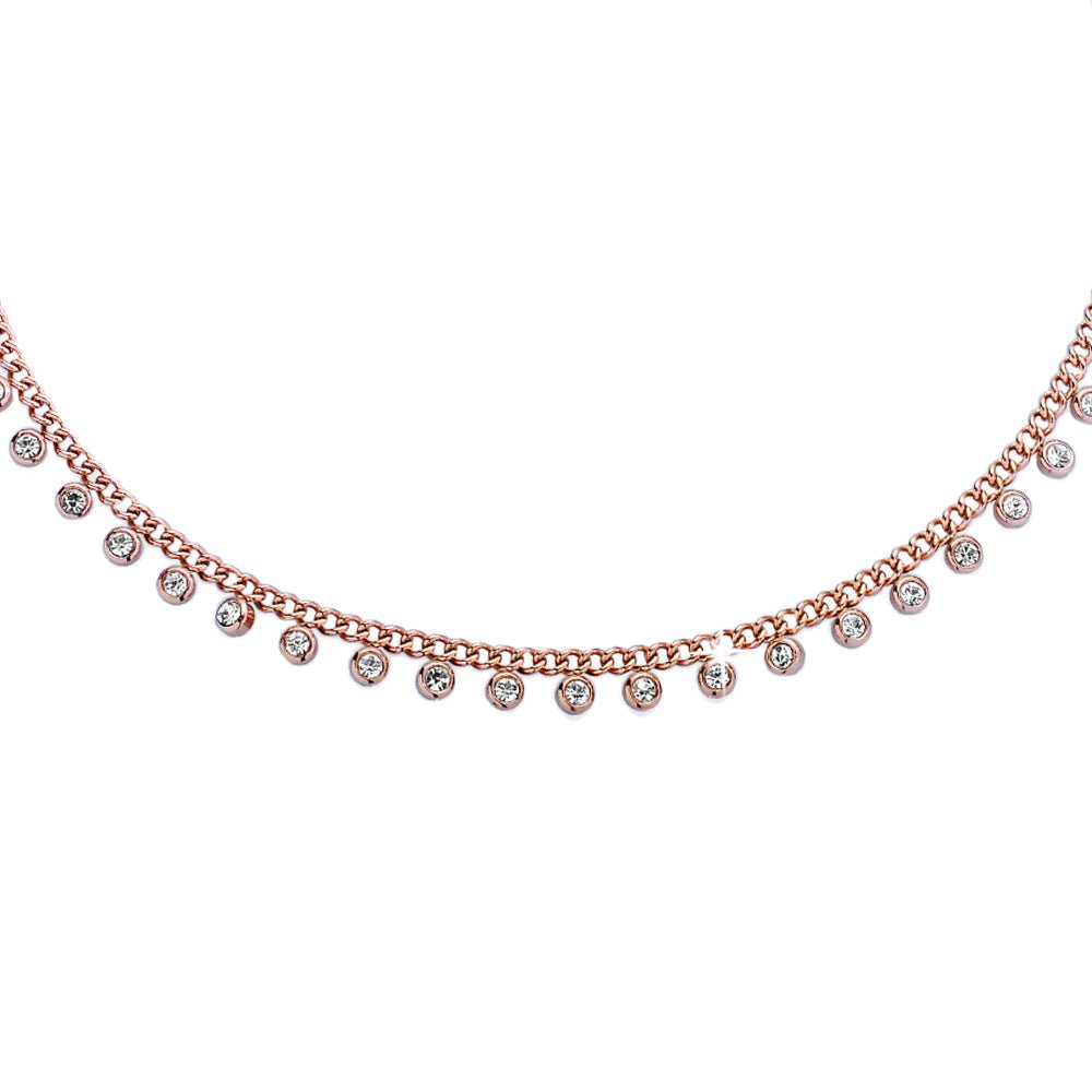 Collana con maglia groumette in acciaio e castoni Rose gold -Beloved_gioielli