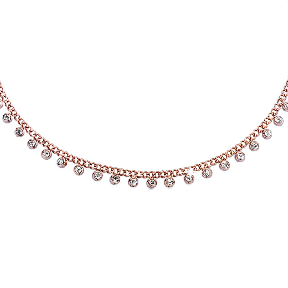 Collana con maglia groumette in acciaio e castoni Rose gold -Beloved_gioielli