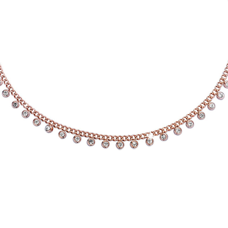 Collana con maglia groumette in acciaio e castoni Rose gold -Beloved_gioielli