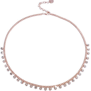 Collana con maglia groumette in acciaio e castoni Rose gold -Beloved_gioielli