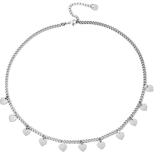 Collana con maglia Groumette in acciaio e charms silver - Cuori -Beloved_gioielli