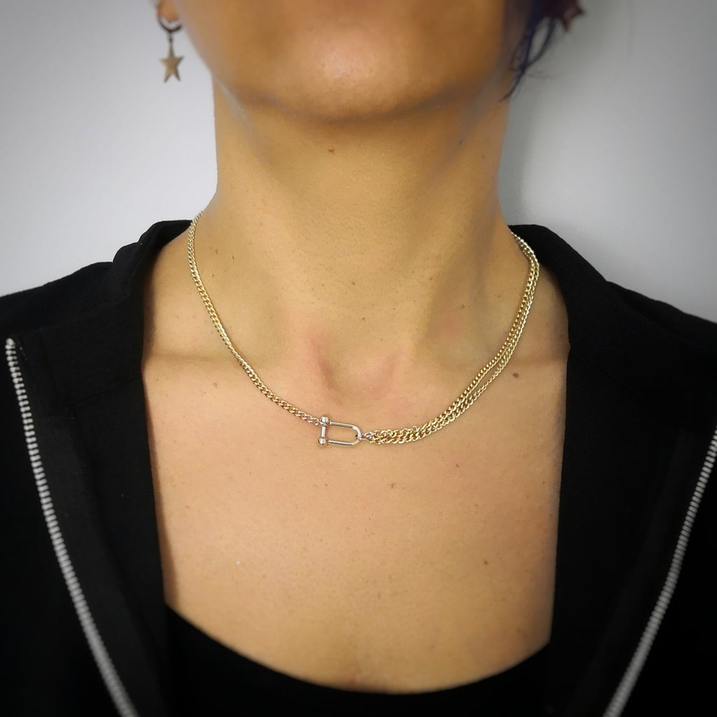 Collana con maglia groumette in acciaio Gold -Beloved_gioielli