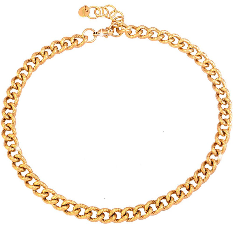 Collana con maglia groumette zigrinata in acciaio Gold - Scegli la dimensione all'interno -Beloved_gioielli