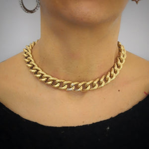 Collana con maglia groumette zigrinata in acciaio Gold - Scegli la dimensione all'interno -Beloved_gioielli