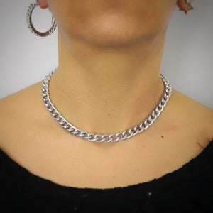 Collana con maglia groumette zigrinata in acciaio Silver - Scegli la dimensione all'interno -Beloved_gioielli