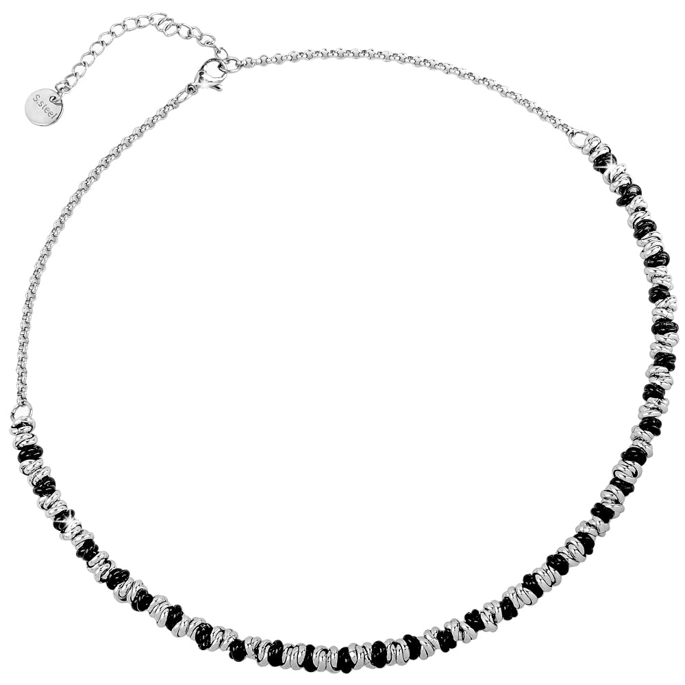 Collana con nodini in acciaio silver e black - Small -Beloved_gioielli