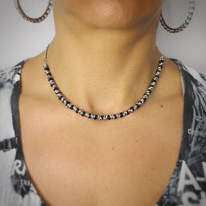 Collana con nodini in acciaio silver e black - Small -Beloved_gioielli