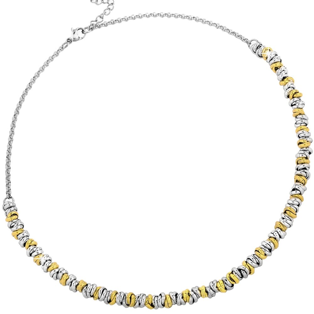 Collana con nodini in acciaio silver e gold - Medium -Beloved_gioielli