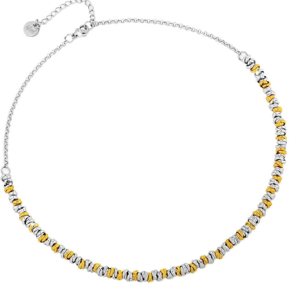 Collana con nodini in acciaio silver e gold - Small -Beloved_gioielli