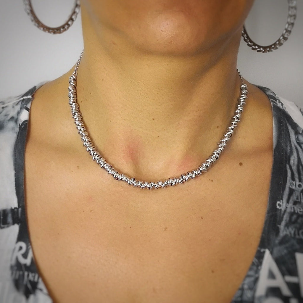 Collana con nodini in acciaio silver - Medium -Beloved_gioielli