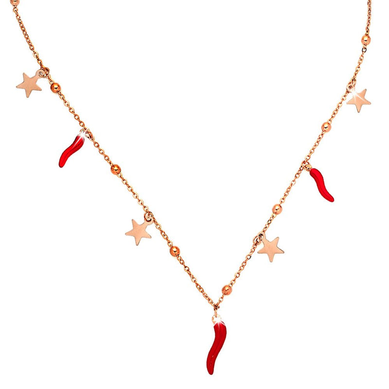 Collana donna con Cornetti e charms Rose gold - Stelle -Beloved_gioielli