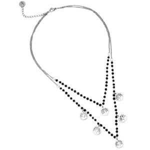 Collana donna doppia con cristalli neri briolè rosario e 6 charms - ALBERO DELLA VITA -Beloved_gioielli