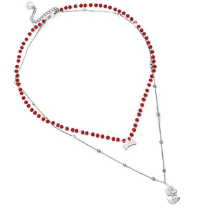 Collana donna doppia con cristalli rossi briolè rosario - CANE E OSSO -Beloved_gioielli