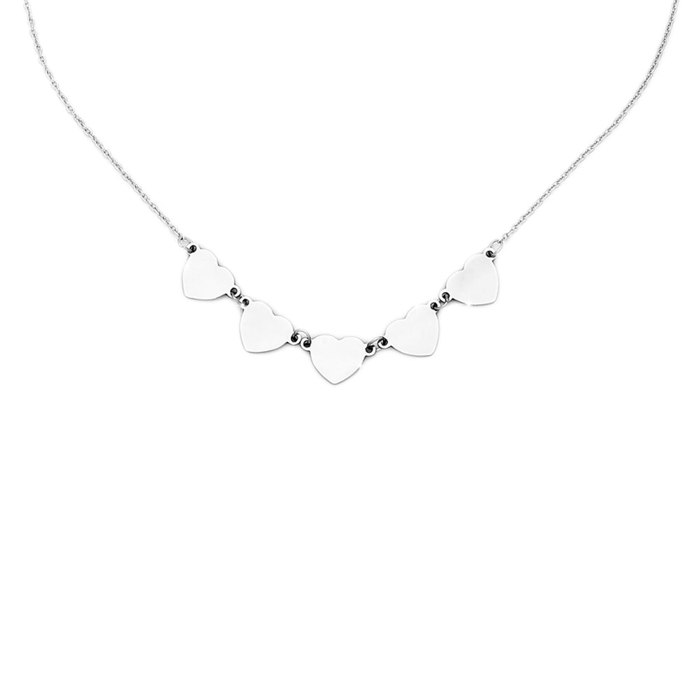 Collana donna Essential in acciaio con 5 Cuori colore silver -Beloved_gioielli