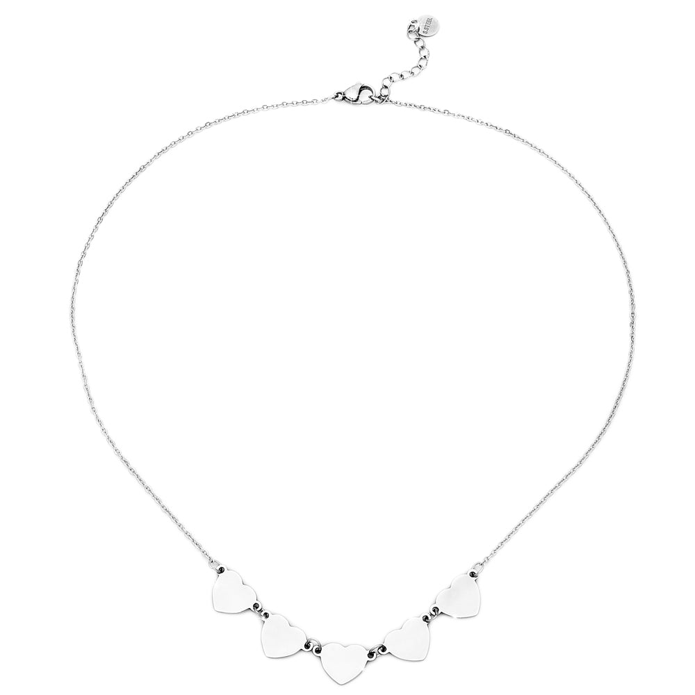 Collana donna Essential in acciaio con 5 Cuori colore silver -Beloved_gioielli