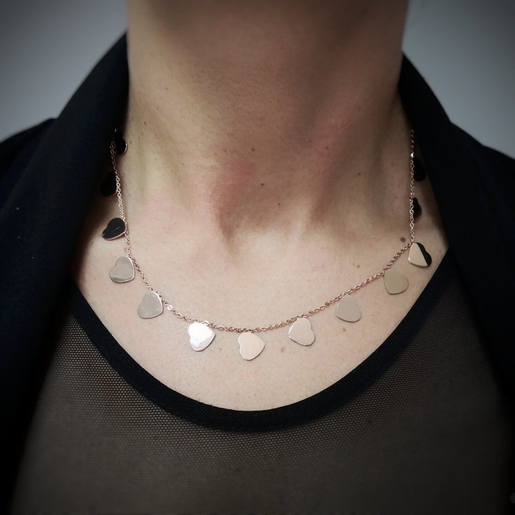 Collana donna Essential in acciaio rose gold - CUORI -Beloved_gioielli