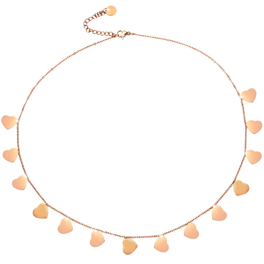 Collana donna Essential in acciaio rose gold - CUORI -Beloved_gioielli