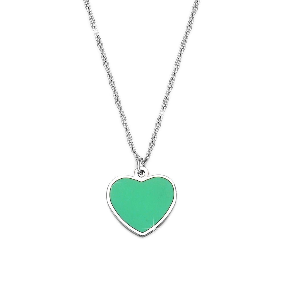 Collana donna in acciaio Linea EASY con ciondolo pendente - CUORE VERDE -Beloved_gioielli