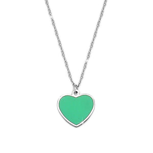 Collana donna in acciaio Linea EASY con ciondolo pendente - CUORE VERDE -Beloved_gioielli
