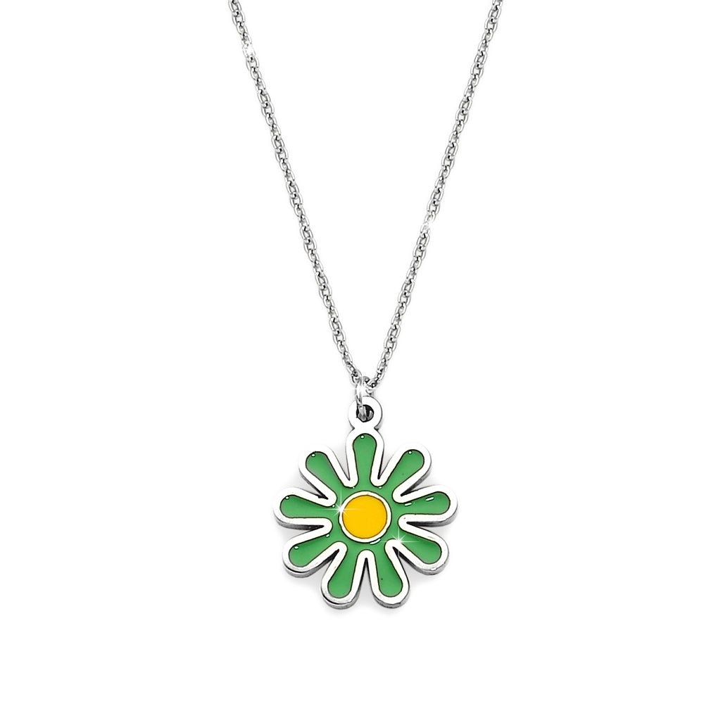 Collana donna in acciaio Linea EASY con ciondolo pendente - MARGHERITA VERDE -Beloved_gioielli