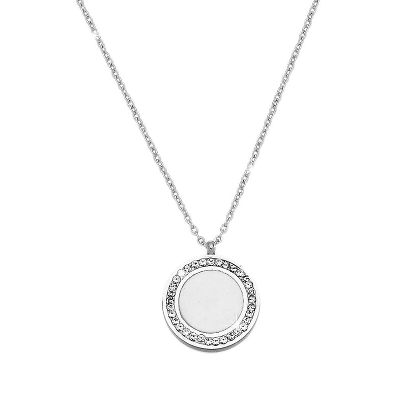 Collana donna in acciaio Linea EASY con ciondolo pendente - ROUND BIANCO -Beloved_gioielli