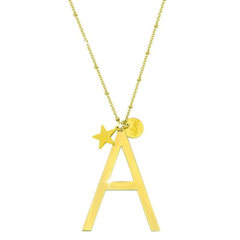 Collana donna Lettera Maxi in acciaio Gold - Scegli la tua lettera all'interno -Beloved_gioielli