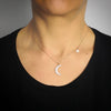Collana donna pendente Mezzaluna e Stellina con cristalli bianchi - Rose gold -Beloved_gioielli
