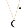 Collana donna pendente Mezzaluna e Stellina con cristalli neri - Rose gold -Beloved_gioielli