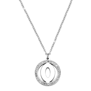 Collana donna Round Crystal in acciaio e cristalli - Scegli la tua lettera all'interno -Beloved_gioielli