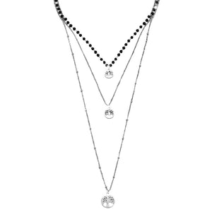 Collana donna tripla con cristalli neri briolè rosario e 3 charms - ALBERO DELLA VITA -Beloved_gioielli