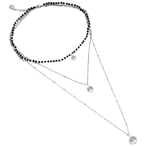 Collana donna tripla con cristalli neri briolè rosario e 3 charms - ALBERO DELLA VITA -Beloved_gioielli