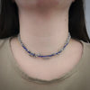 Collana due file Tennis e Groumette in acciaio silver - Cristalli blu -Beloved_gioielli