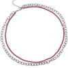 Collana due file Tennis e Groumette in acciaio silver - Cristalli rosa -Beloved_gioielli