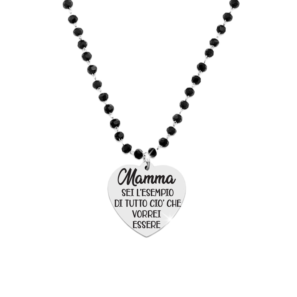 Collana Edizione Speciale Festa della Mamma con incisione nera - "Mamma sei l'esempio" -Beloved_gioielli