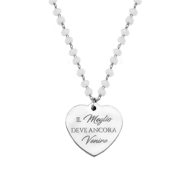 Collana emozionale con cristalli briolè bianchi con incisione - "Il meglio deve ancora venire" -Beloved_gioielli