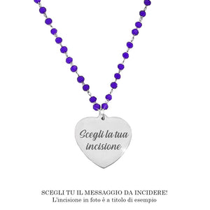 Collana emozionale con cristalli briolè indaco - con incisione Personalizzabile -Beloved_gioielli