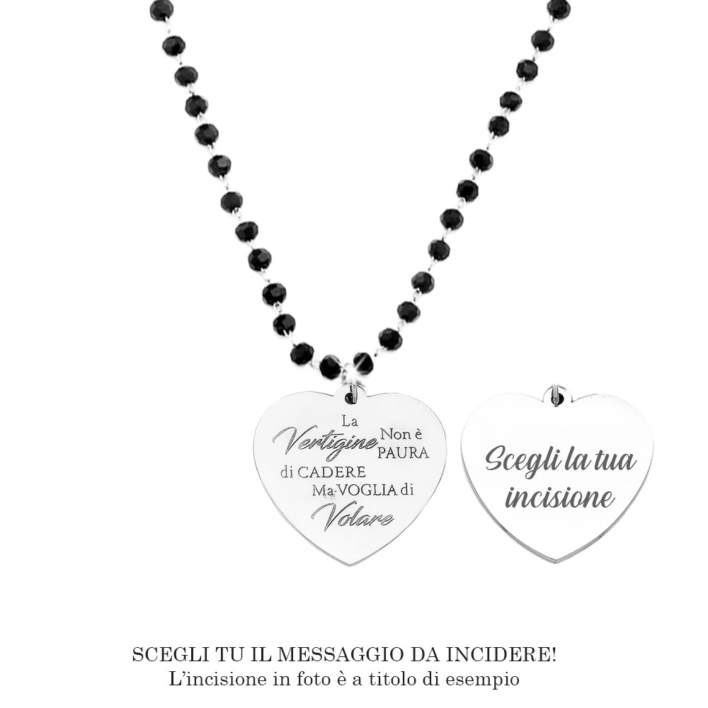 Collana emozionale con cristalli briolè neri con incisione - "La vertigine non è..." -Beloved_gioielli