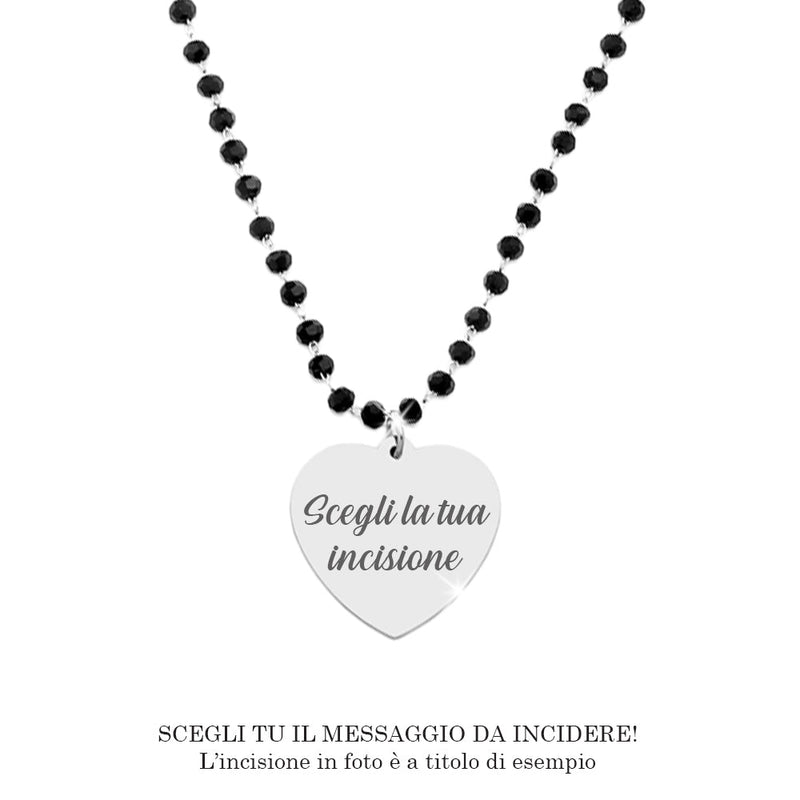 Collana emozionale con cristalli briolè neri - con incisione Personalizzabile -Beloved_gioielli